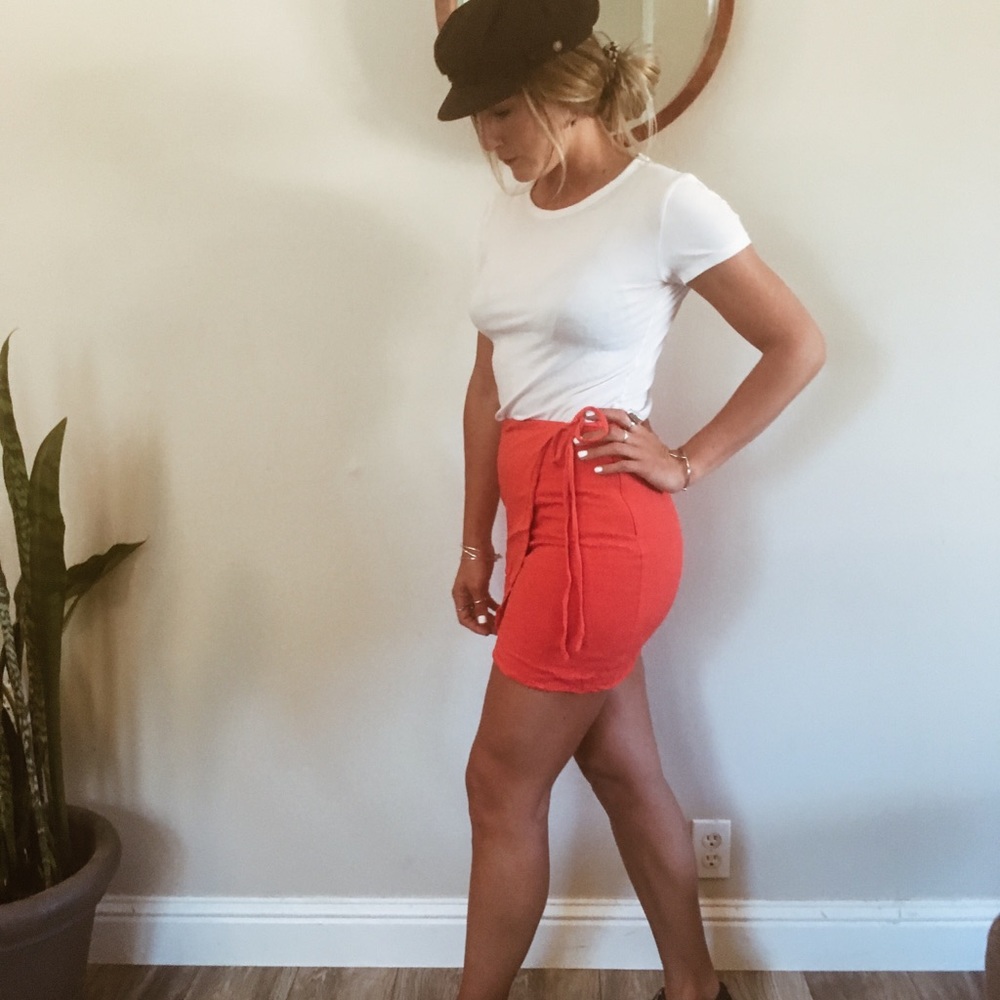 Coral mini, wrap skirt